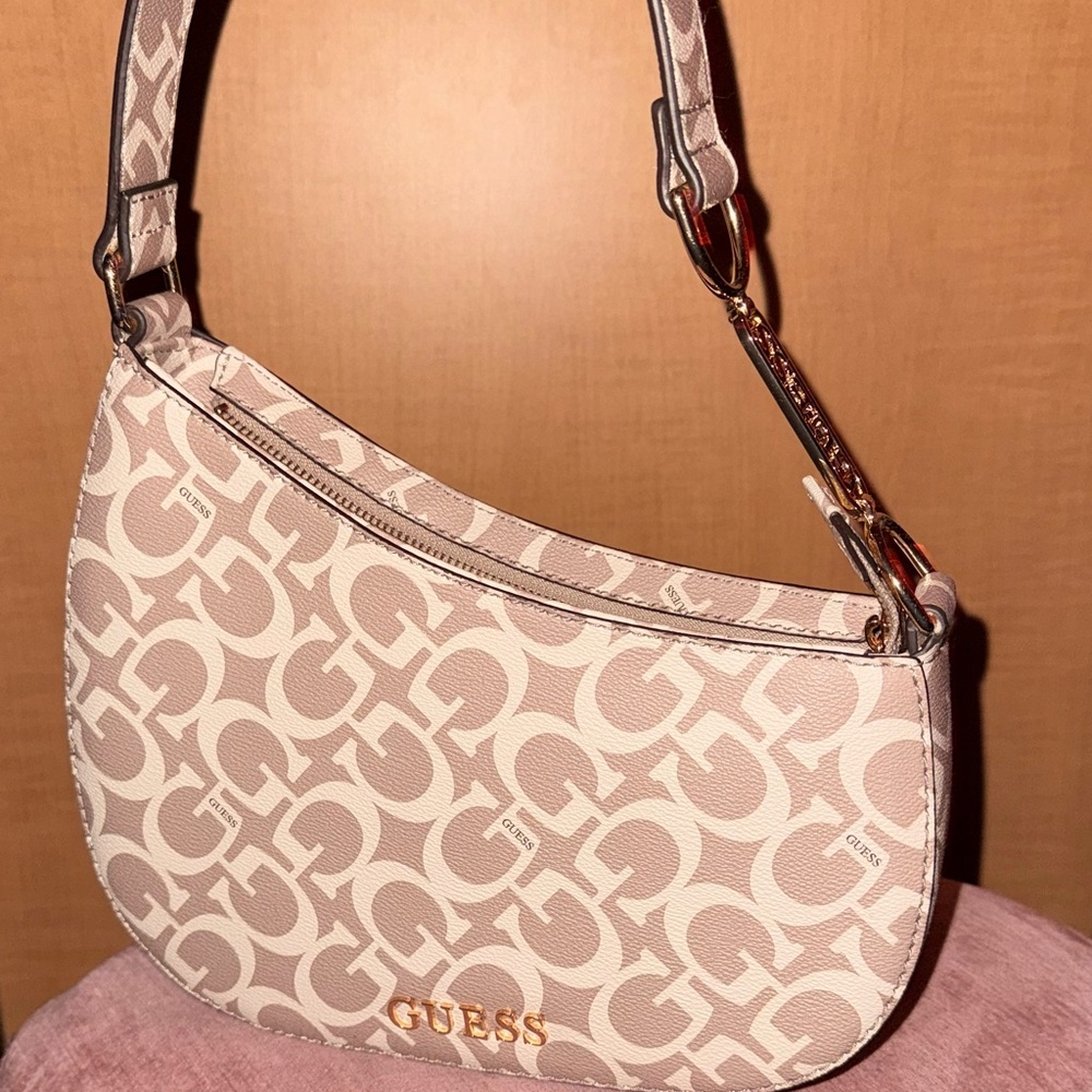 Guess Tan Monogram Shoulder Bag